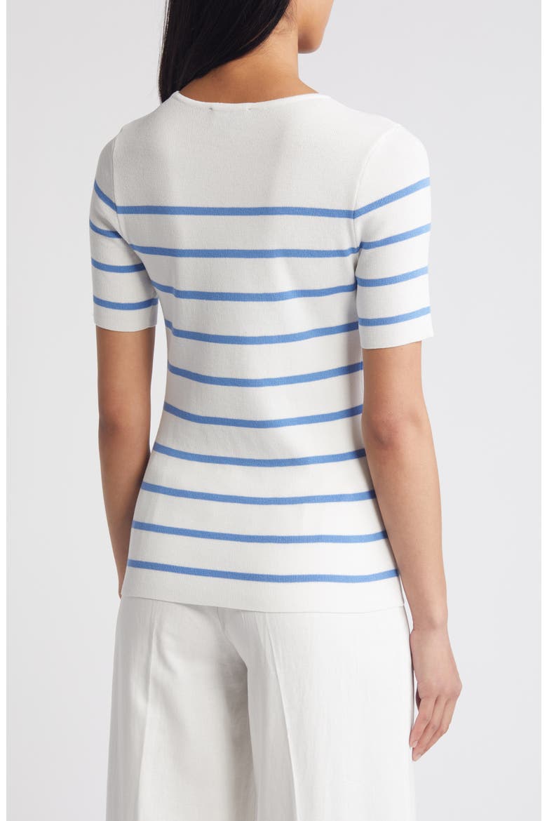 Stripe Short Sleeve Sweater, Alternate, color, IVORY SUMMER SKY