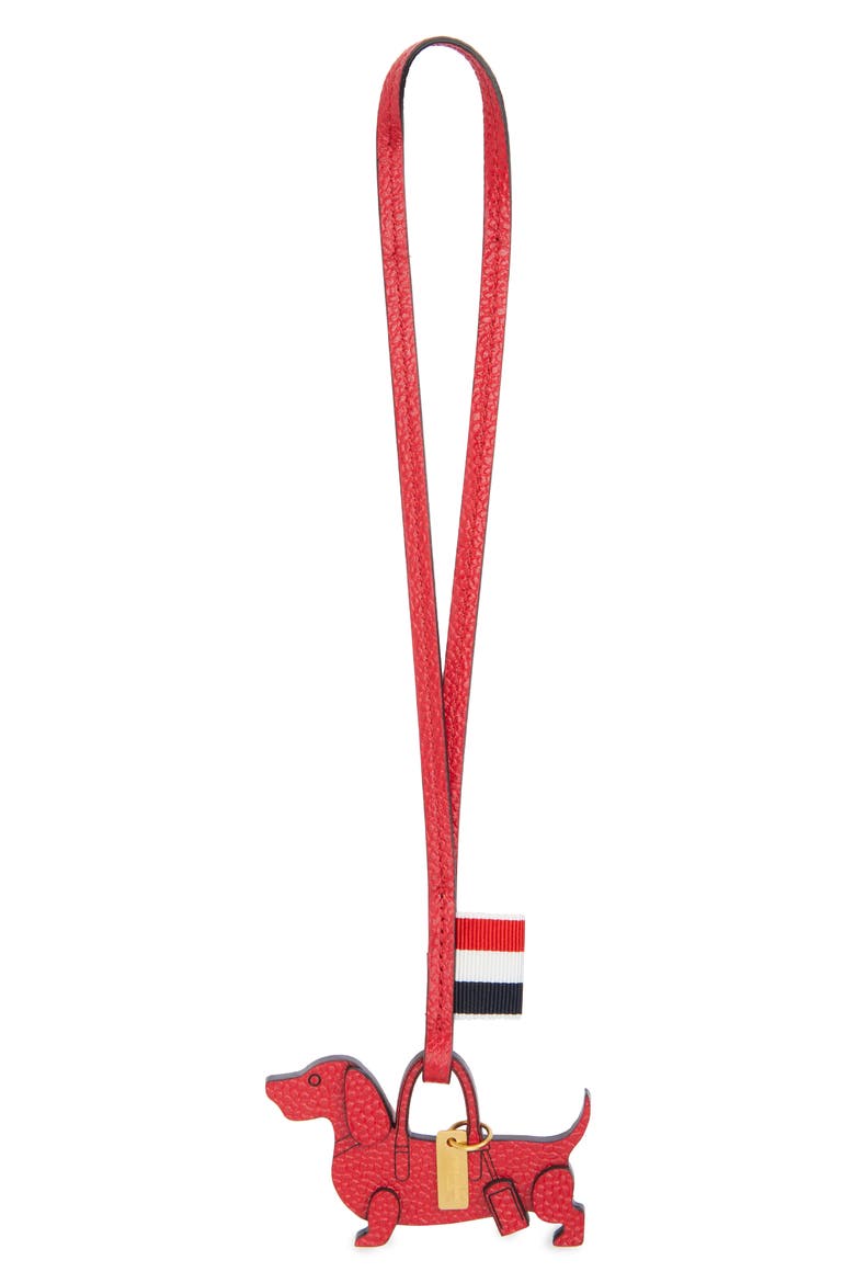 Hector Pebble Grain Leather Bag Charm, Main, color, RED
