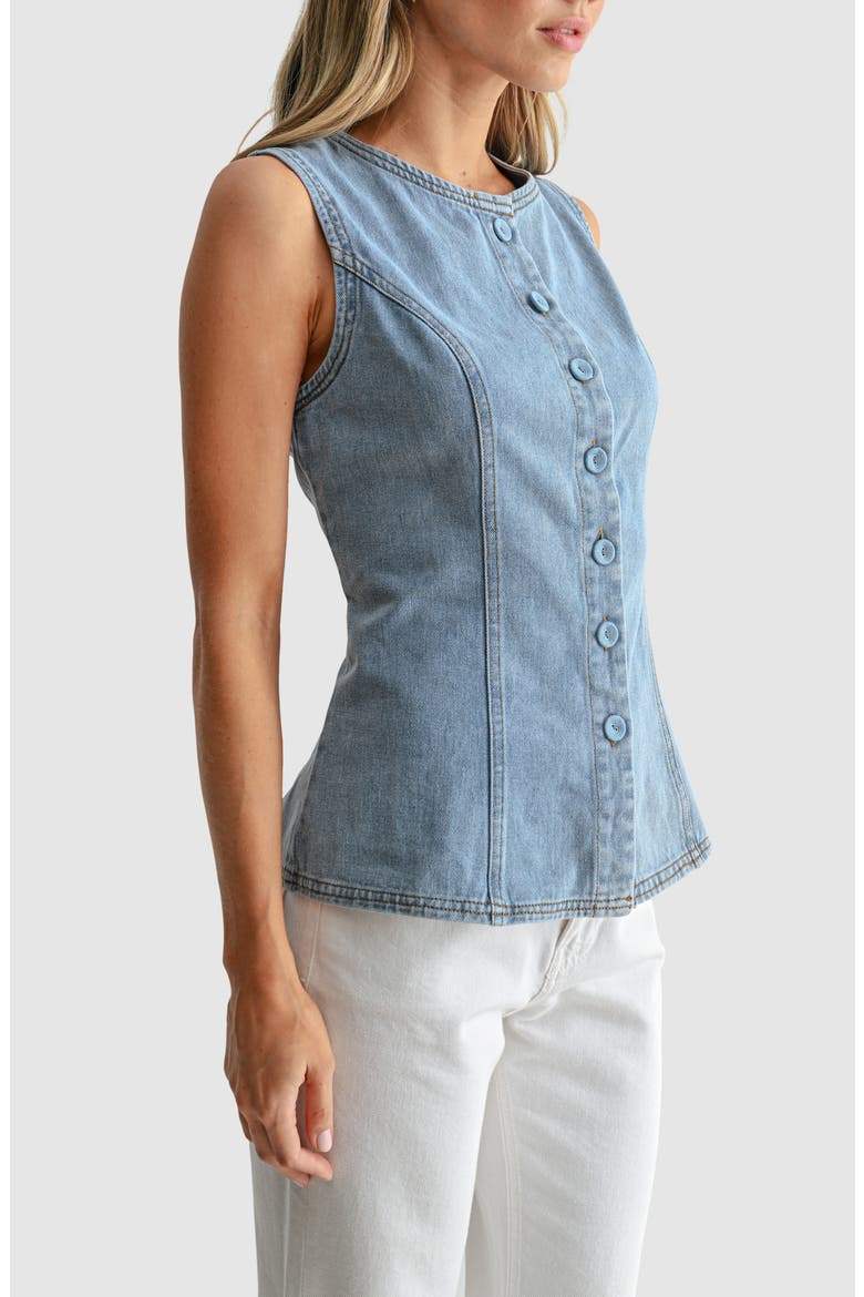 Button Front Denim Vest, Alternate, color, DENIM