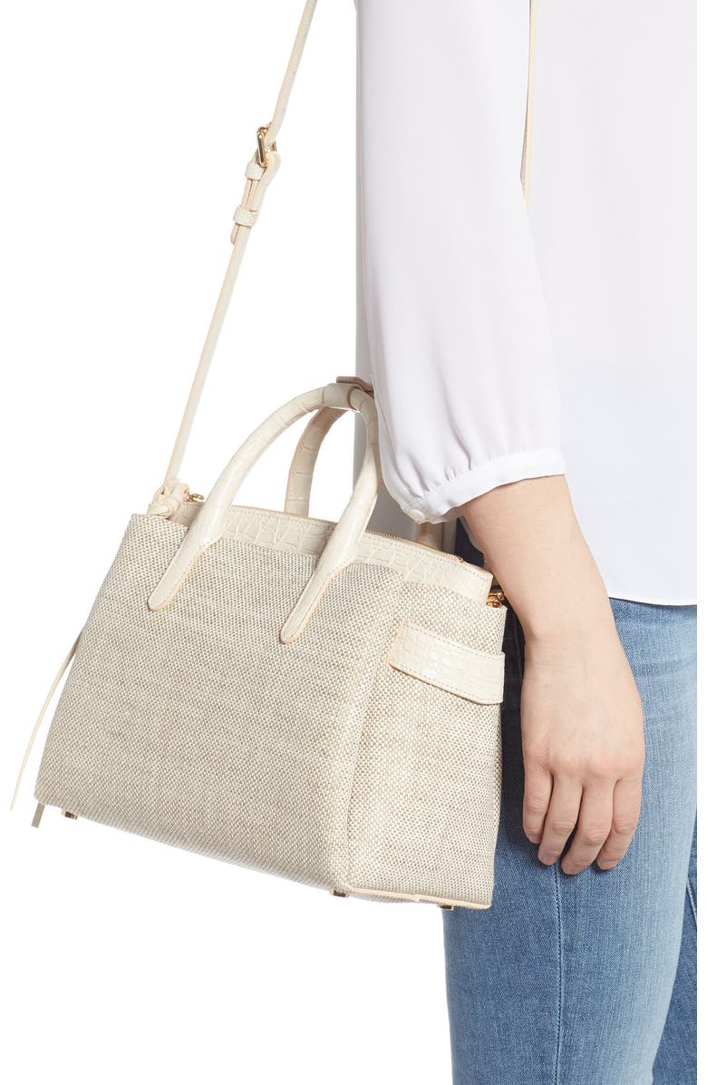 Nancy Gonzalez Medium Cristie Linen & Genuine Crocodile Tote, Alternate, color,