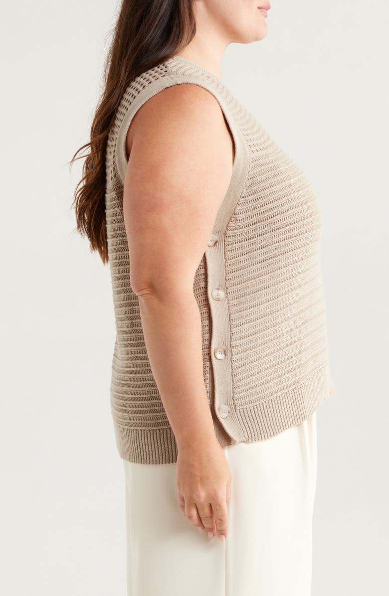 Halogen<sup>®</sup> Open Stitch Side-Button Cotton Sweater Tank, Alternate, color, Taupe Bisque