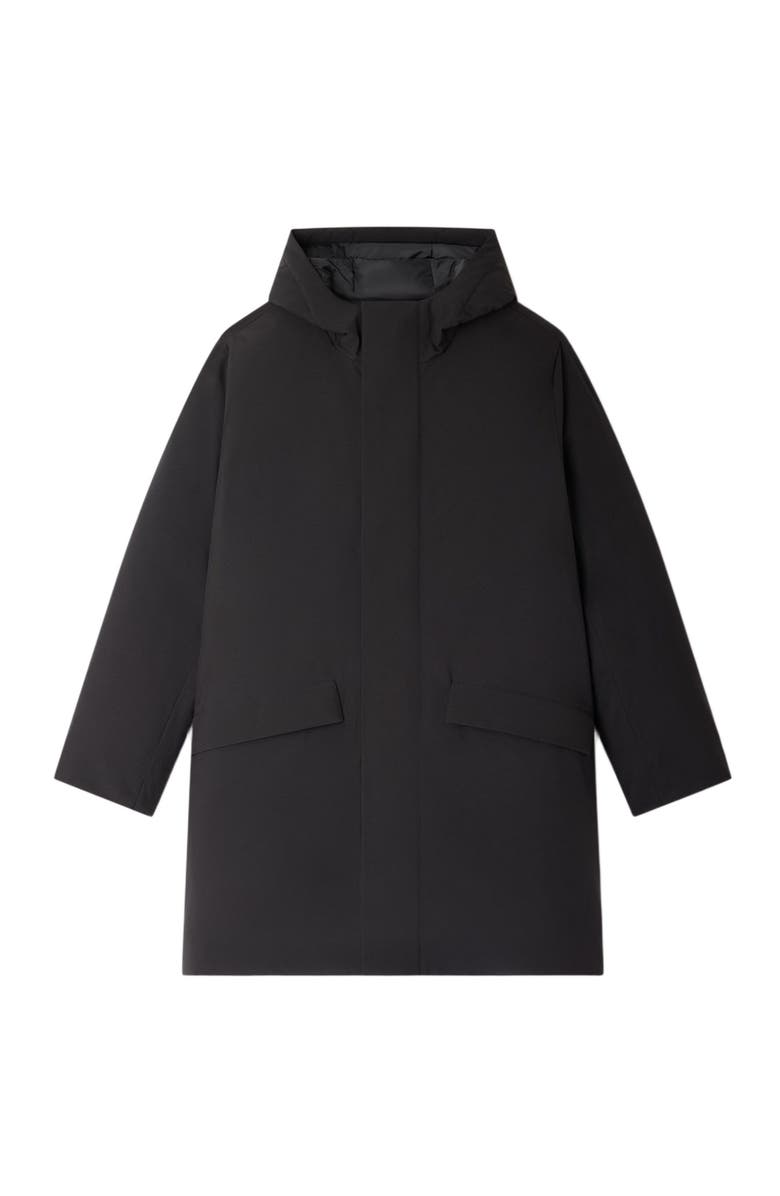 SANDRO Zip-up hooded parka, Alternate, color, Black