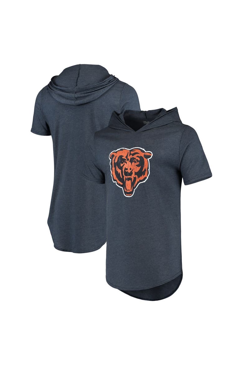 Men's Majestic Threads Navy Chicago Bears Primary Logo Tri-Blend Hoodie T-Shirt, Main, color, Navy