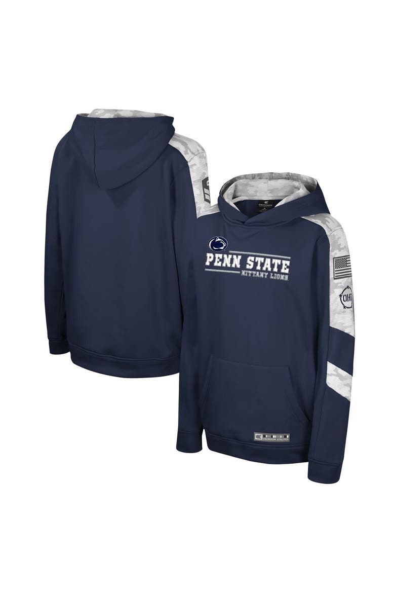 Youth Colosseum Navy Penn State Nittany Lions OHT Military Appreciation Cyclone Digital Camo Pullover Hoodie, Main, color, Navy