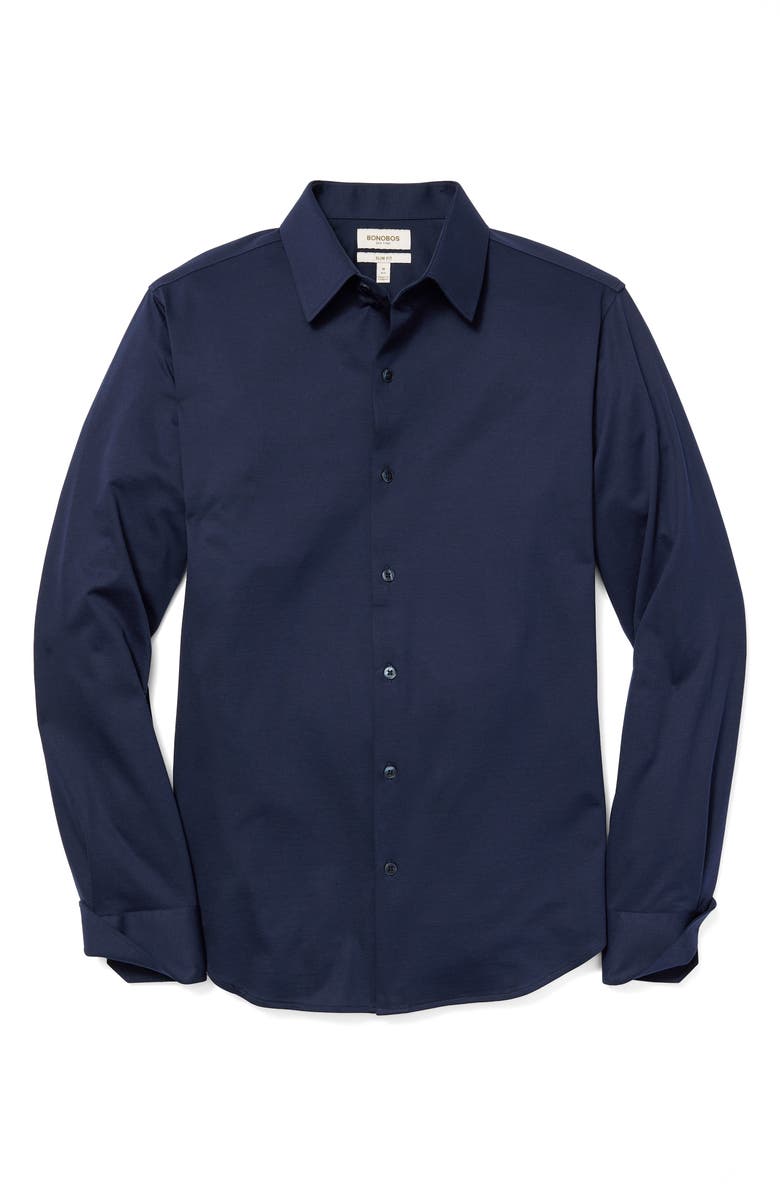Bonobos Tech Navy Performance Cotton Blend Piqué Button-Up Shirt, Alternate, color,