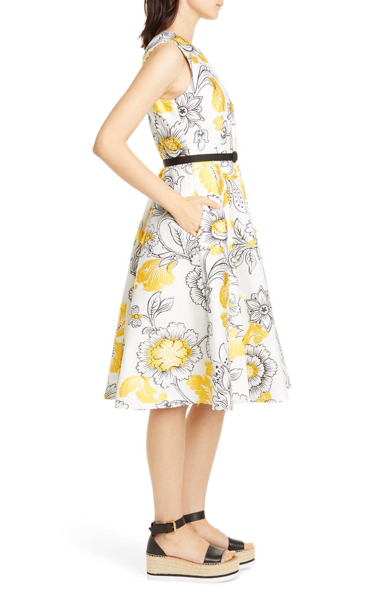 Erdem Floral Embroidered Fil Coupé Fit & Flare Dress, Alternate, color,