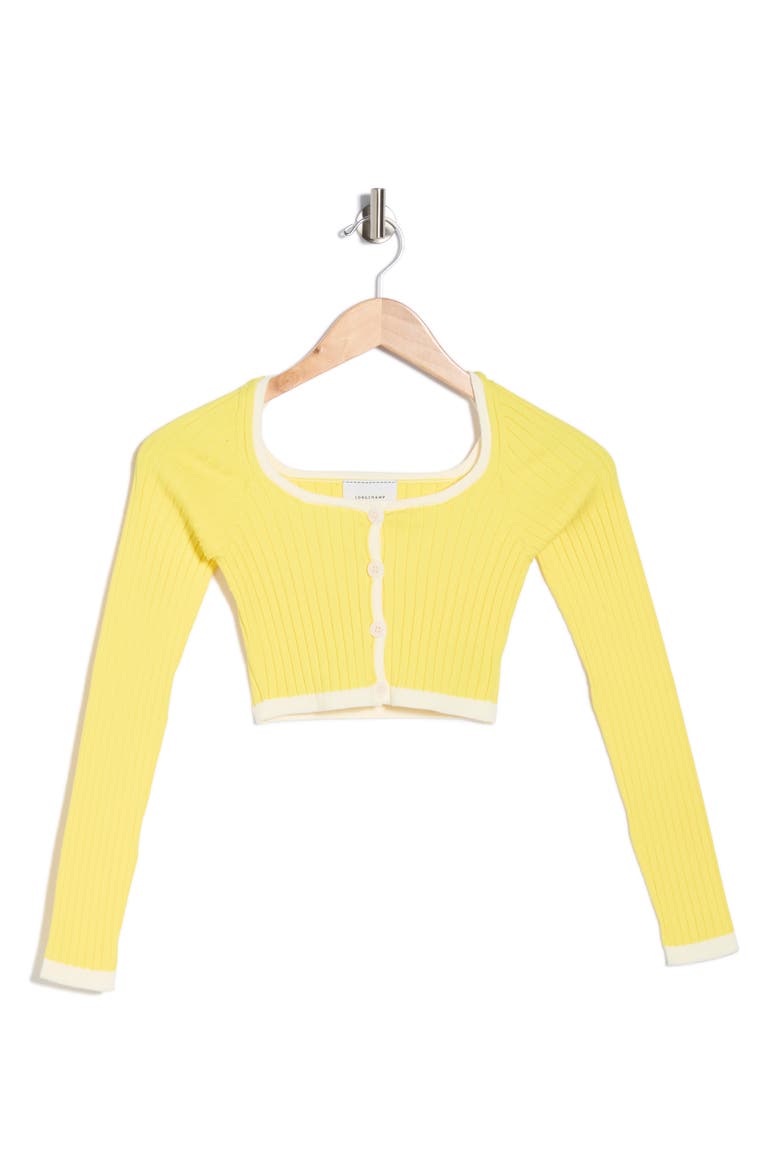 Cropped Cardigan, Alternate, color, LEMON