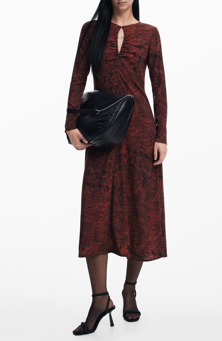 Desigual Print Long Sleeve Maxi Dress, Main, color, 