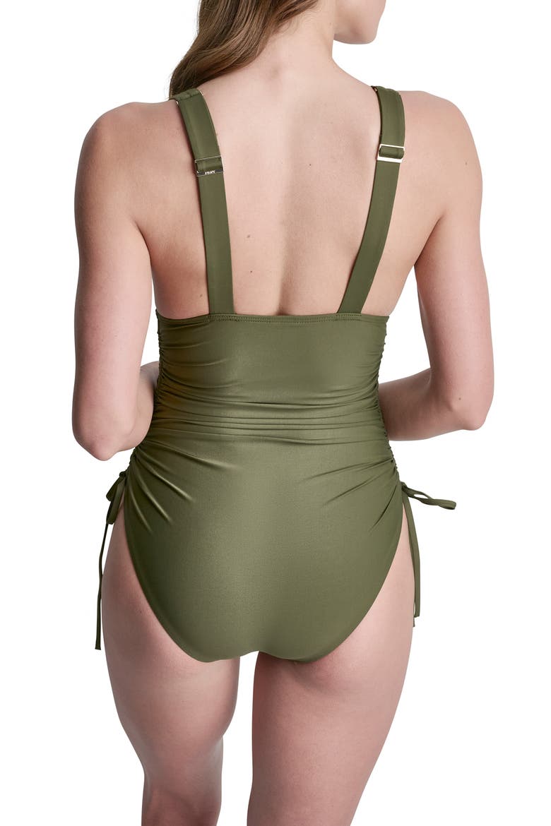 Plunge One-Piece Swimsuit, Alternate, color, MOSS