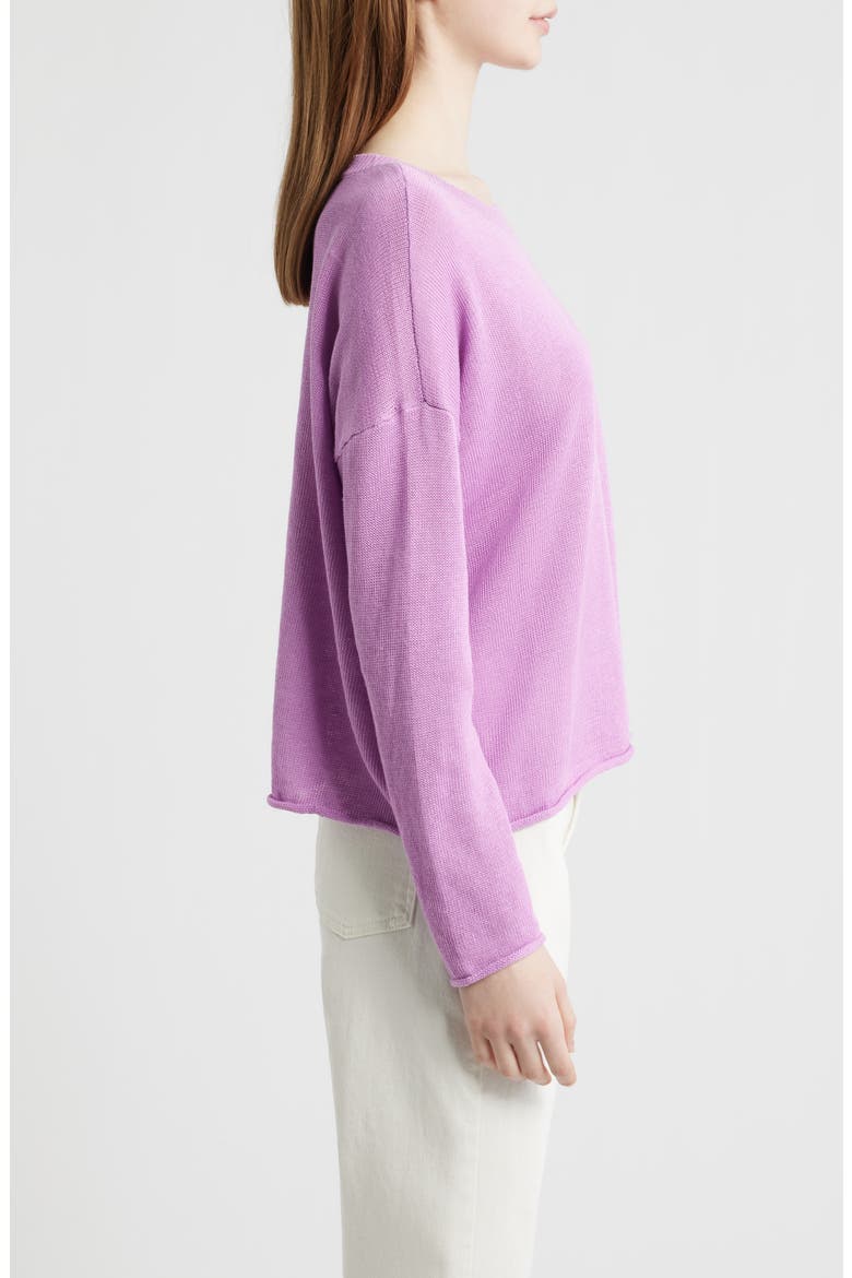 Crewneck Organic Linen & Organic Cotton Sweater, Alternate, color, BRIGHT ASTER