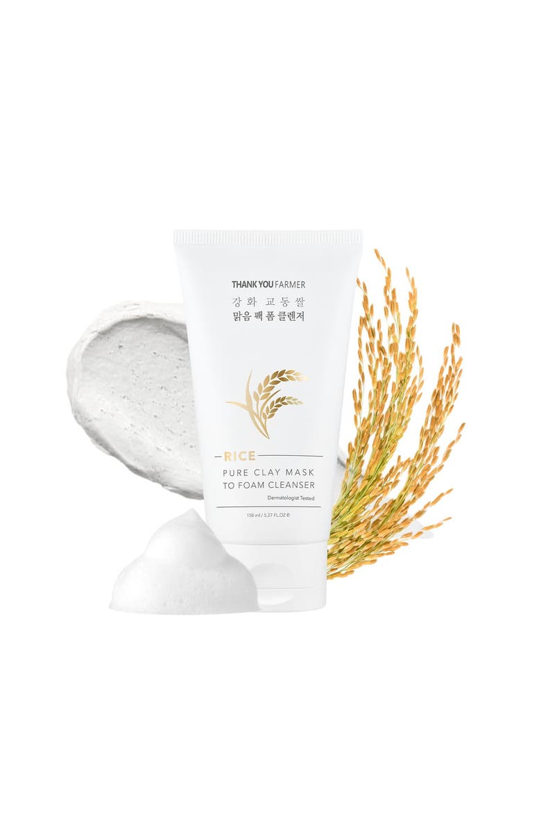 THANK YOU FARMER Rice Pure Clay Mask to Foam Cleanser, Alternate, color, White