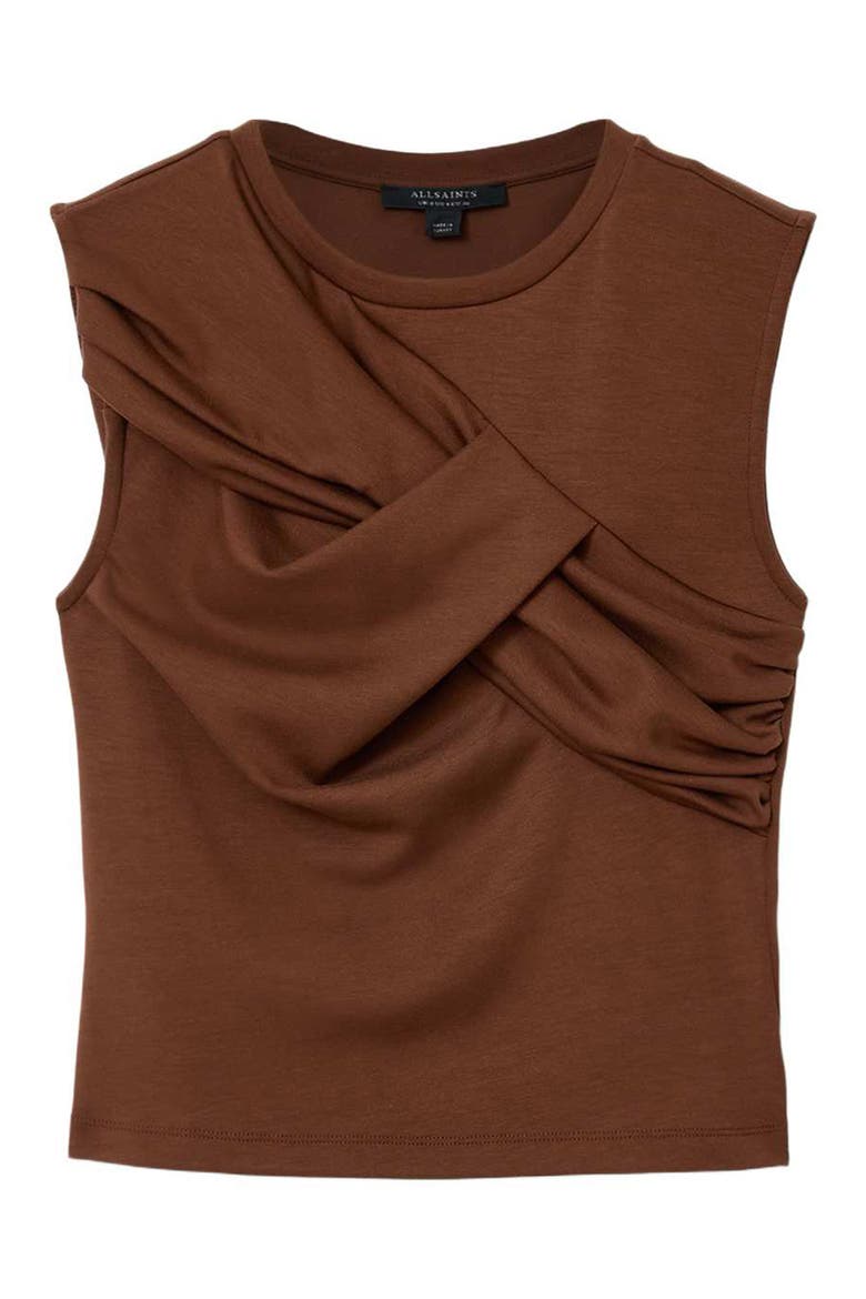 Nella Draped Cotton Blend Jersey Tank, Main, color, HOT CHOC BROWN