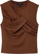 AllSaints Nella Draped Cotton Blend Jersey Tank