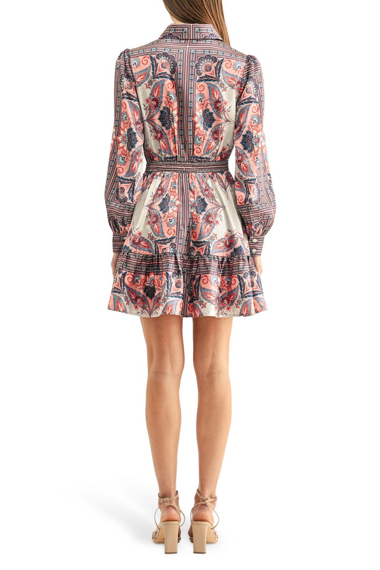 Peyton Long Sleeve Mini Shirtdress, Alternate, color, CORAL MULTI