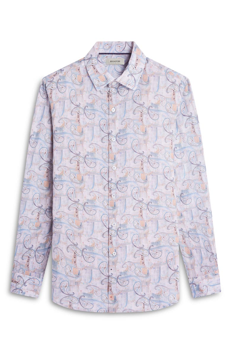 Bugatchi Julian Shaped Fit Linen Button-Up Shirt, Alternate, color,
