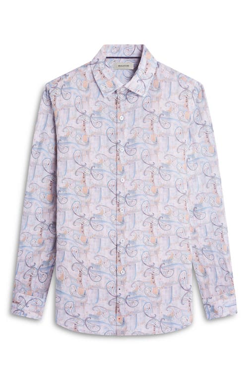 Bugatchi Julian Shaped Fit Linen Button-up Shirt In Mint