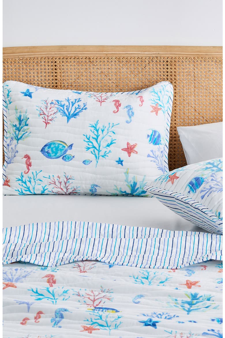 Vibrant Sealife Quilt & Sham Set, Alternate, color, COLORFUL SEASCAPE