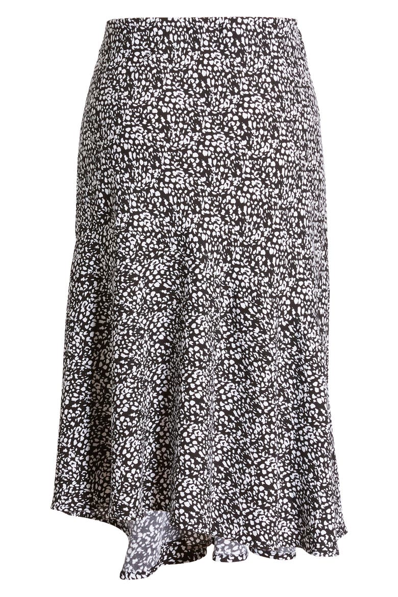 Asymmetrical Midi Skirt, Alternate, color, BLACK- IVORY LEO DOT