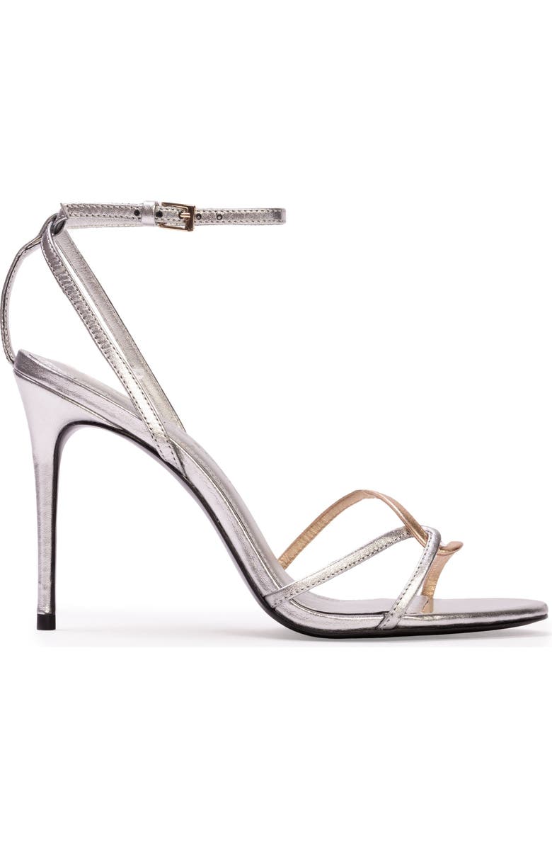 BLACK SUEDE STUDIO Miley 100 Metallic Sandal, Main, color, Silver/Gold Leather