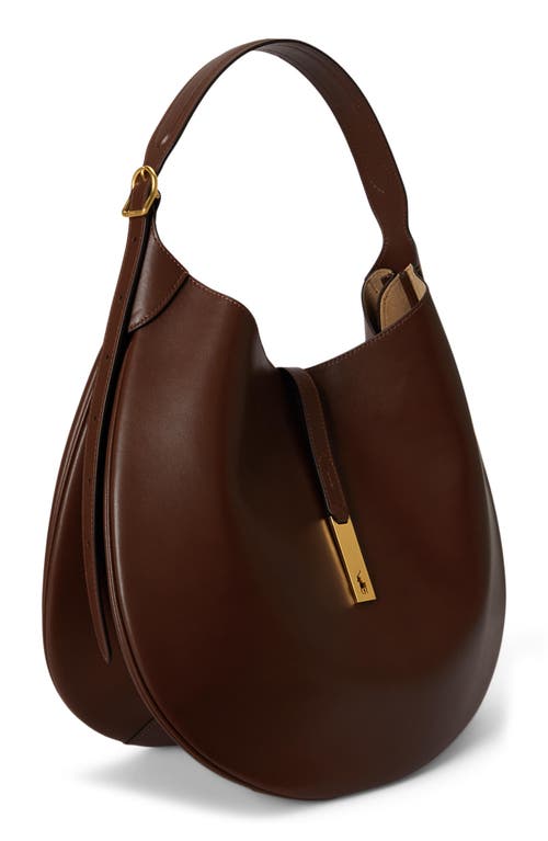 Polo Ralph Lauren Sport Calf Leather Shoulder Bag In Brown
