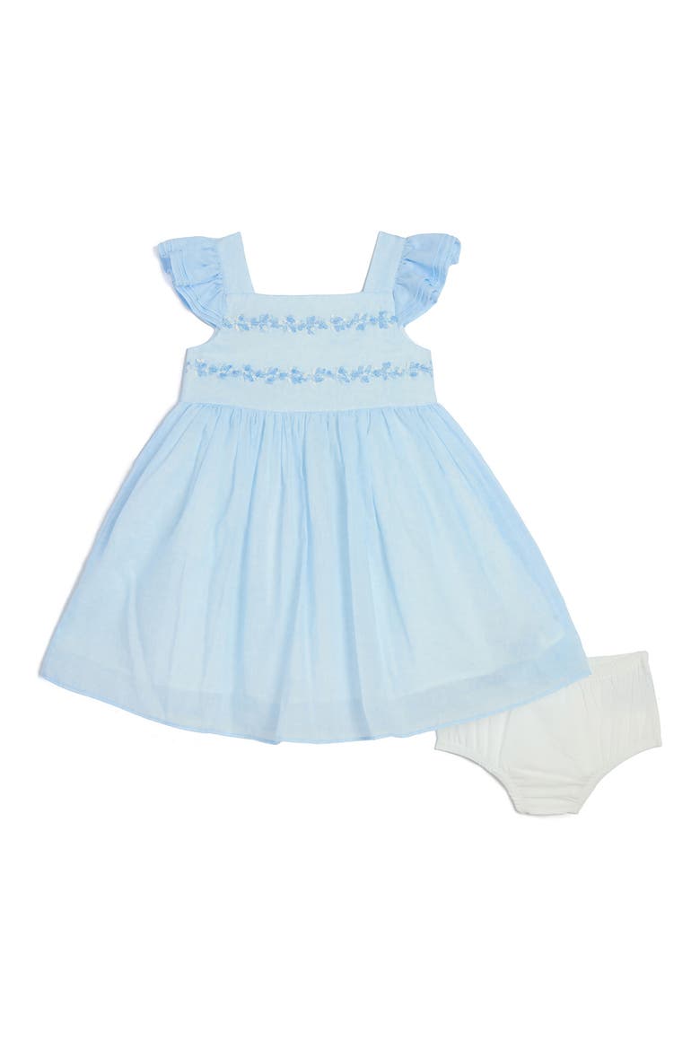 Embroidered Flutter Dress & Bloomers Set, Main, color, BLUE
