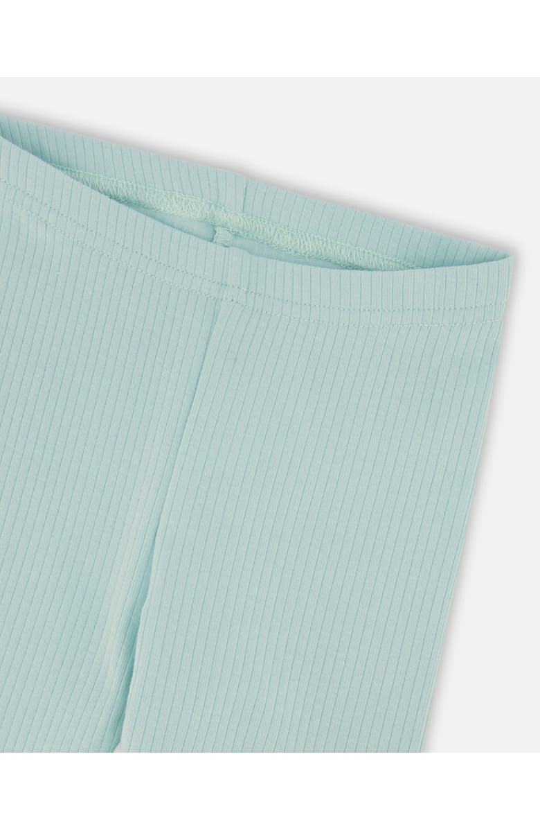 Deux par Deux Little Girl's Flat Back Rib Capri Legging Pale Teal, Alternate, color, 
