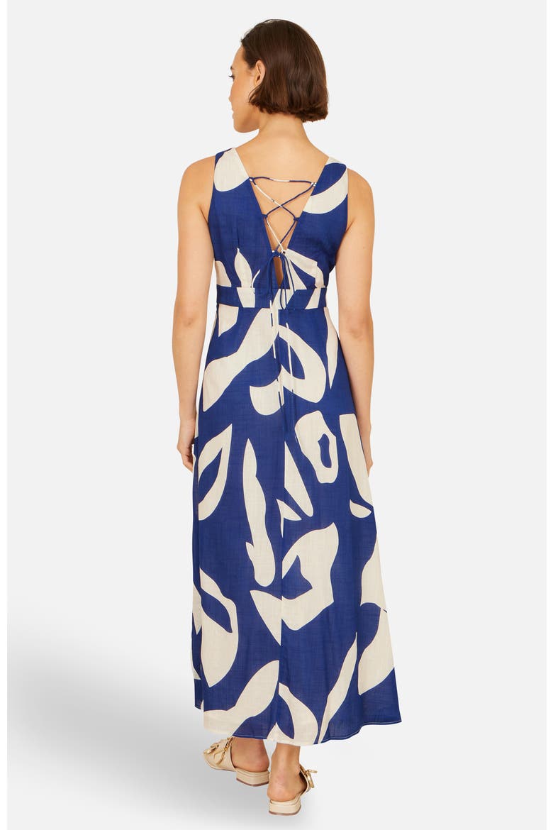 Cotton Abstract Print Maxi Dress, Alternate, color, Navy