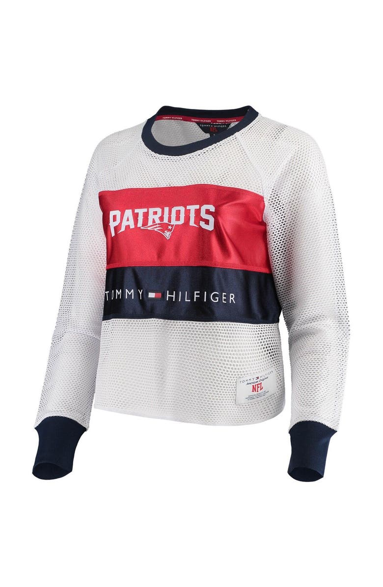 Tommy Hilfiger Women's Tommy Hilfiger White/Red New England Patriots Mesh Raglan Long Sleeve T-Shirt, Alternate, color,