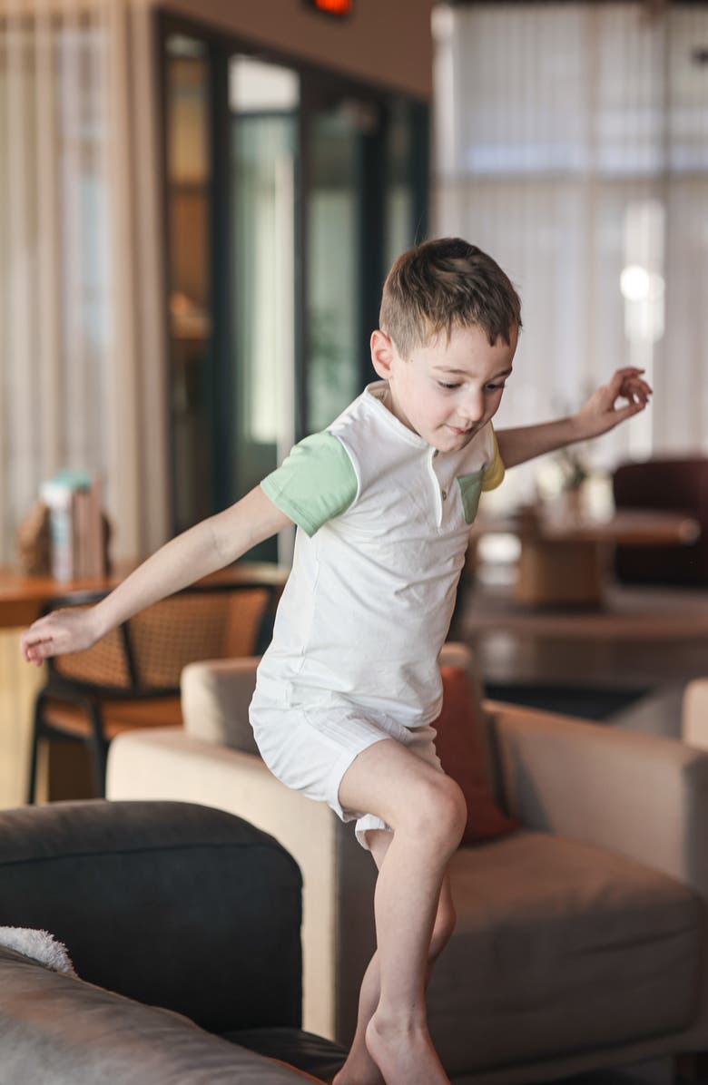 Manière Kids' Sunshine Rainbow Henley, Alternate, color, Sage