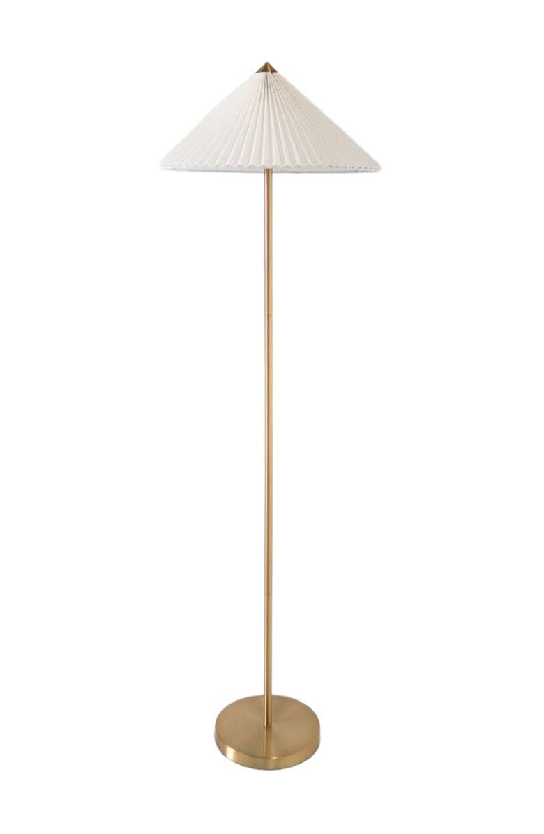 Brightech Sienna 62" LED Gold Floor Lamp with Pleated Fabric Shade, Bulbs Included, Main, color, 