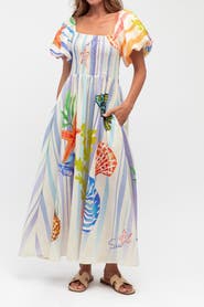Label of Love Ocean Puff Sleeve Maxi Dress