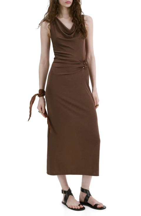 Cowl Neck Side Gather Dress