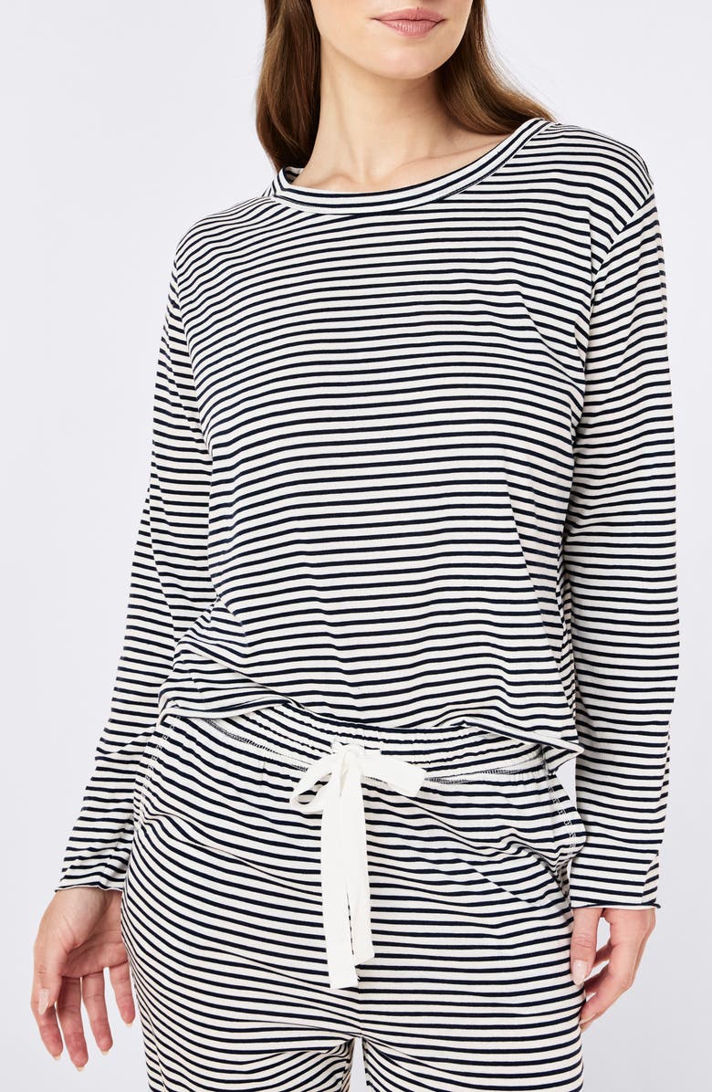 Papinelle Jada Stripe Organic Cotton Pajamas, Alternate, color, Navy / White Stripe