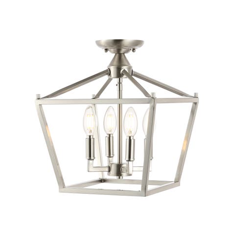Plains 4-Light Iron Modern Farmhouse LED Flush Mount