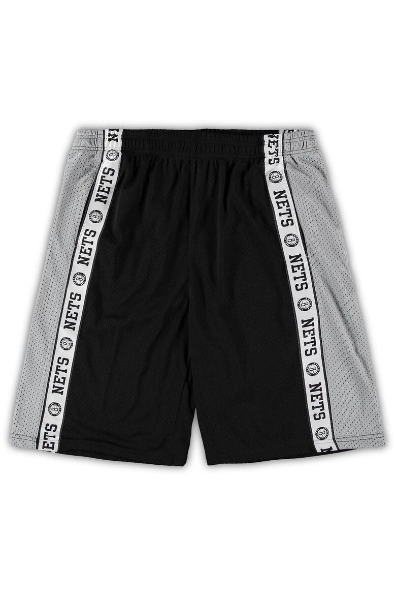 Men's Fanatics Branded Black/Silver New Jersey Nets Big & Tall Tape Mesh Shorts, Alternate, color, Black