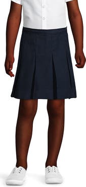 Lands' End School Uniform Girls Solid Box Pleat Skirt Above Knee