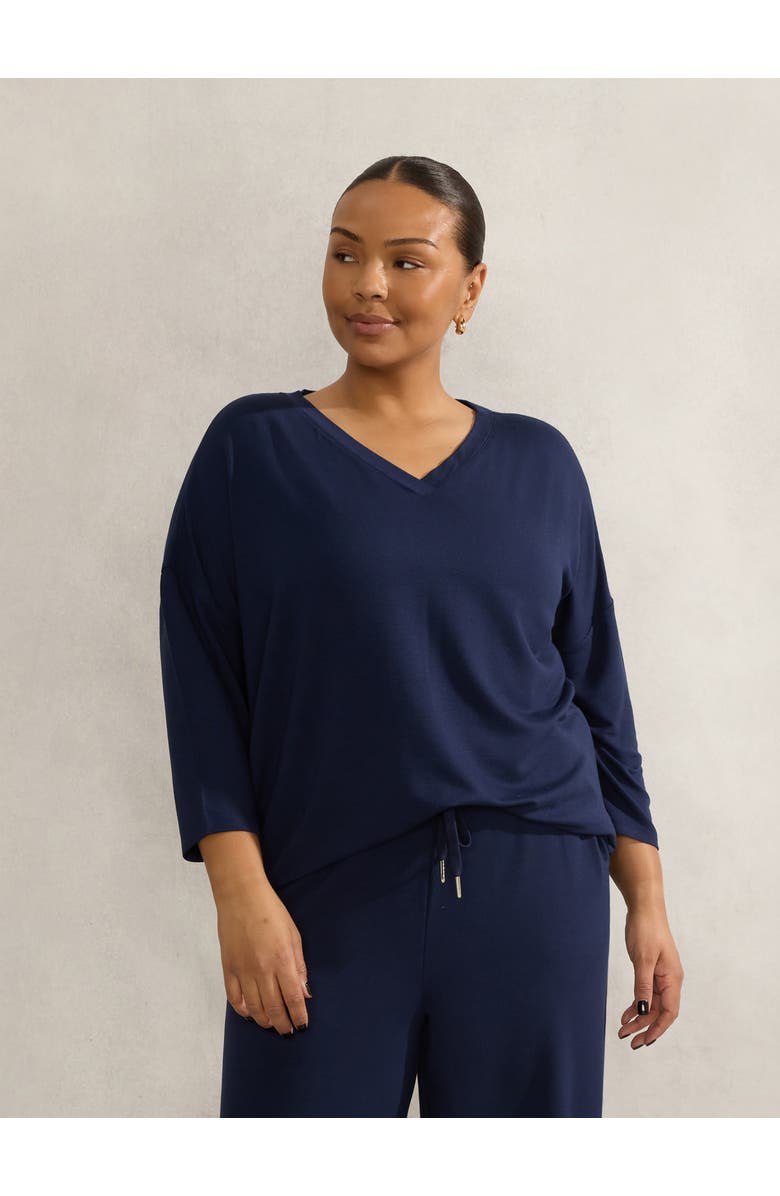 Live Unlimited Supersoft 3/4 Sleeve Top, Main, color, Navy