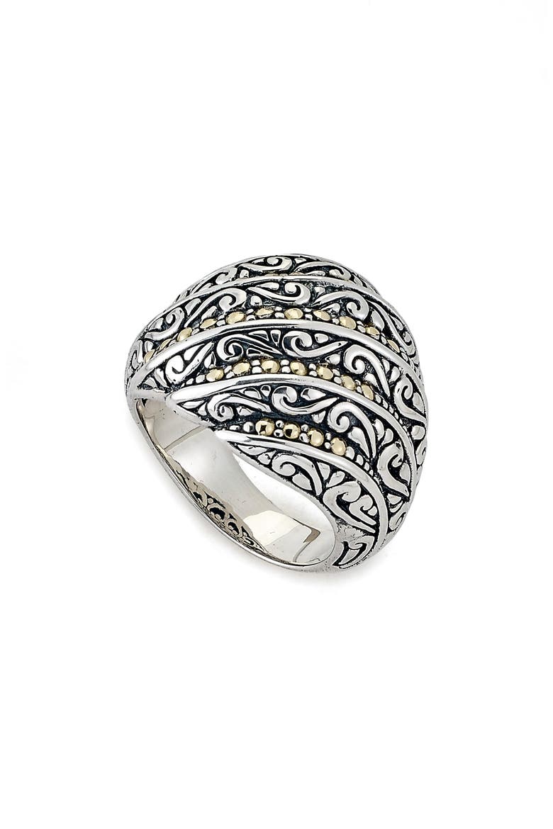 Balinese Filigree Two-Tone Ring, Main, color, SILVER AND GOLD