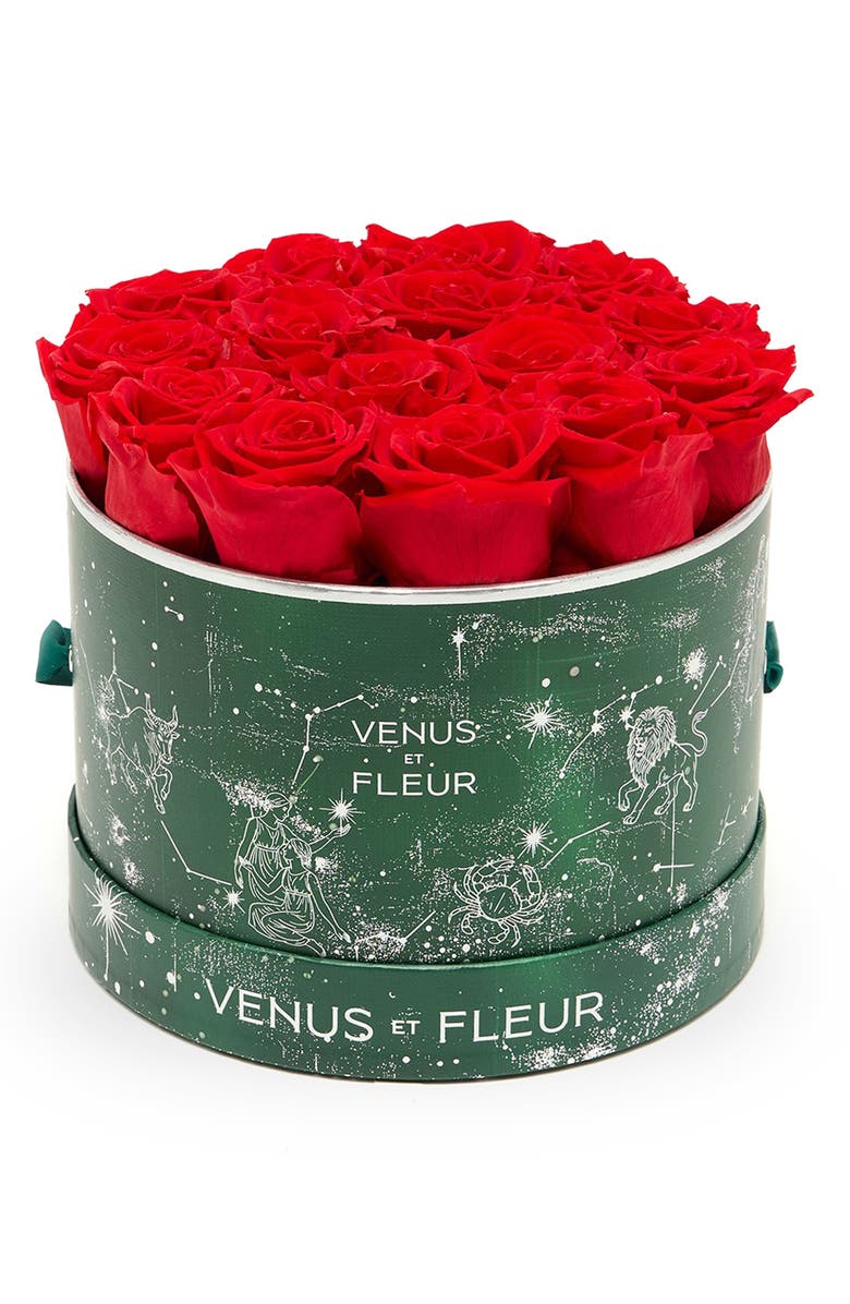 Venus ET Fleur Small Round Holiday Zodiac Red Eternity Roses<sup>®</sup>, Main, color, Red