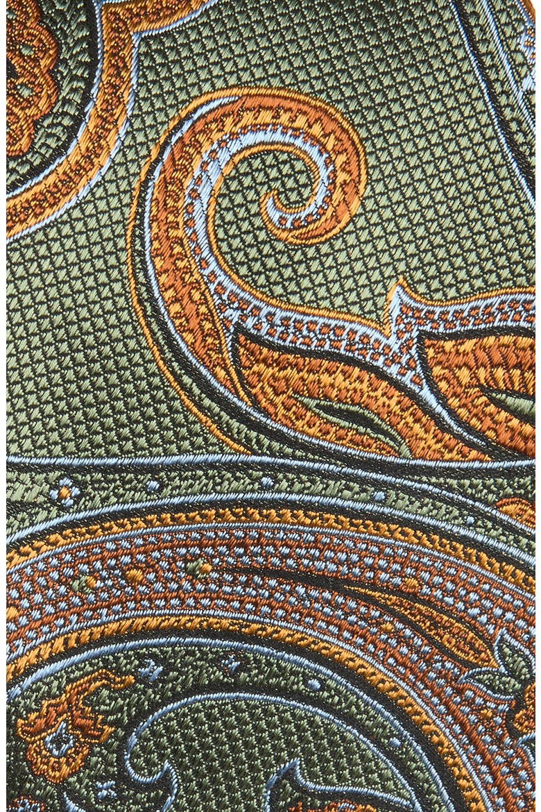 Silk Paisley Tie, Alternate, color, OLIVE