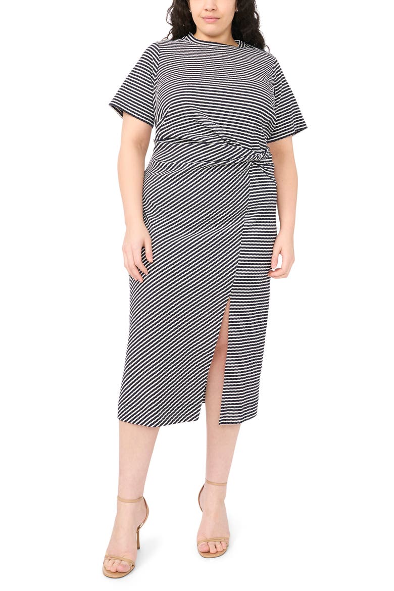 Stripe Twist Midi T-Shirt Dress, Main, color, BARITONE BLUE
