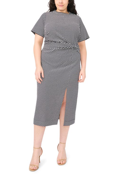 Stripe Twist Midi T-Shirt Dress (Plus)
