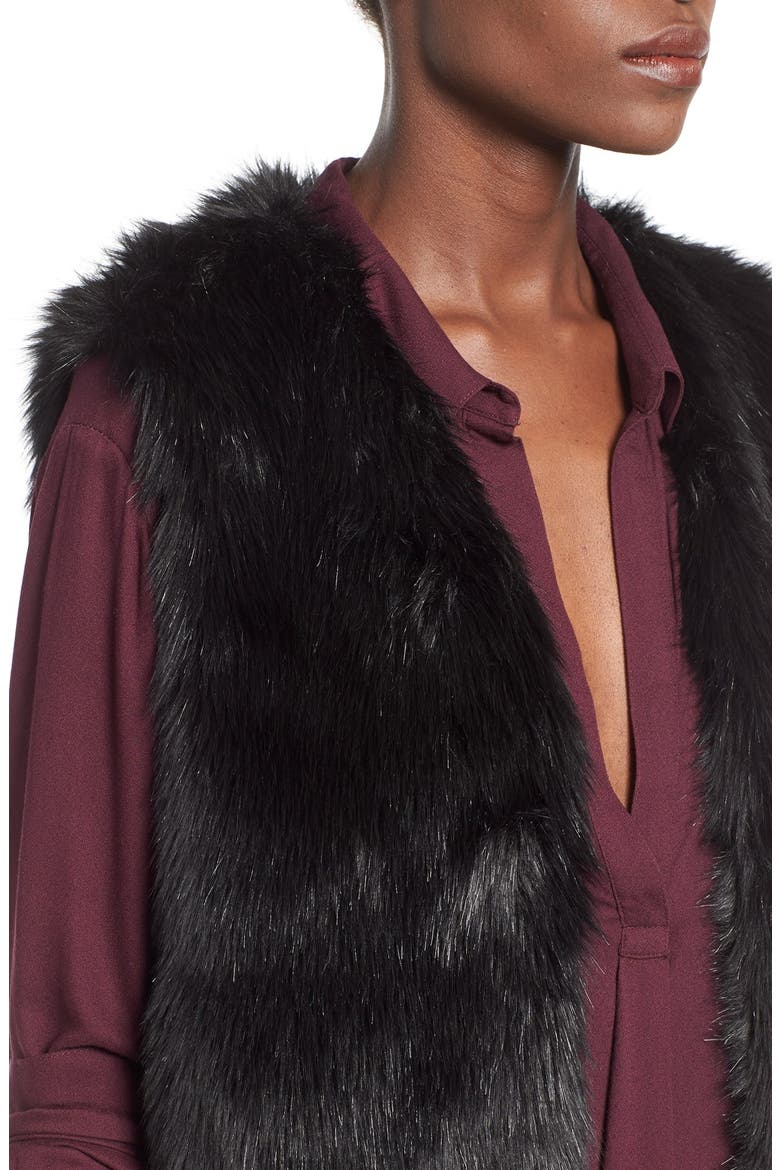 Faux Fur Vest, Alternate, color, BLACK
