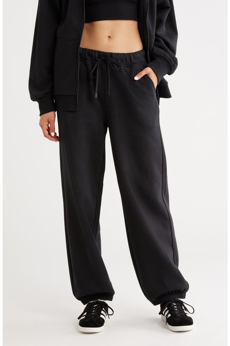 Feather Fleece Cinch Bottom Pants, Main, color, BLACK