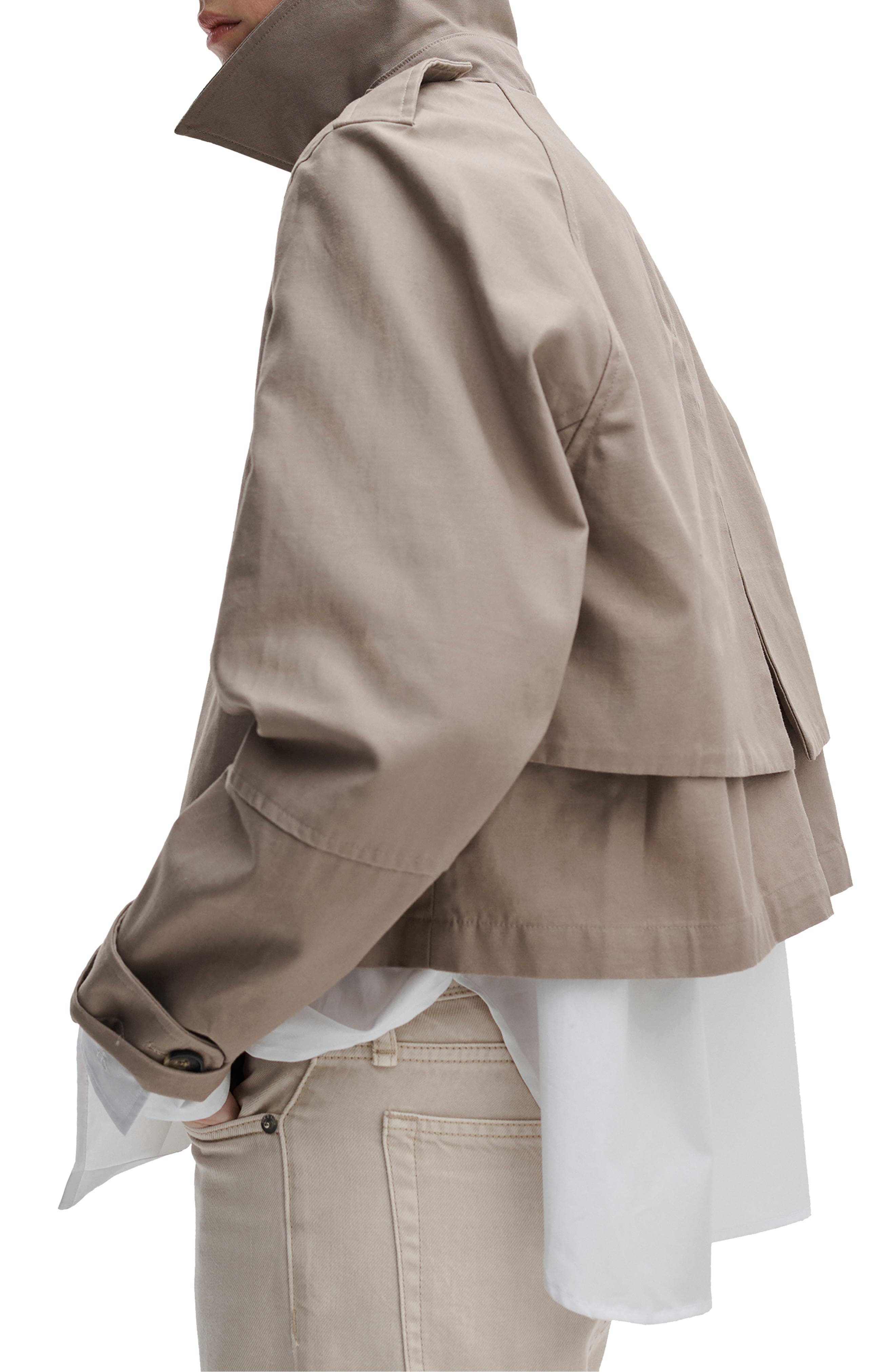 Jamie Double Breasted Crop Cotton Trench Coat - image 2