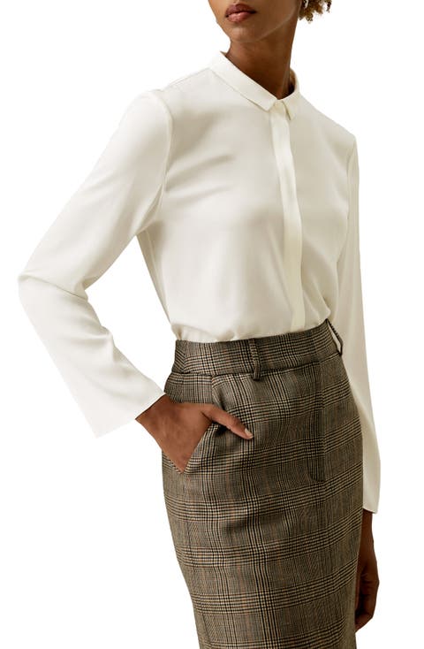 Classic Collar Silk Shirt for Women