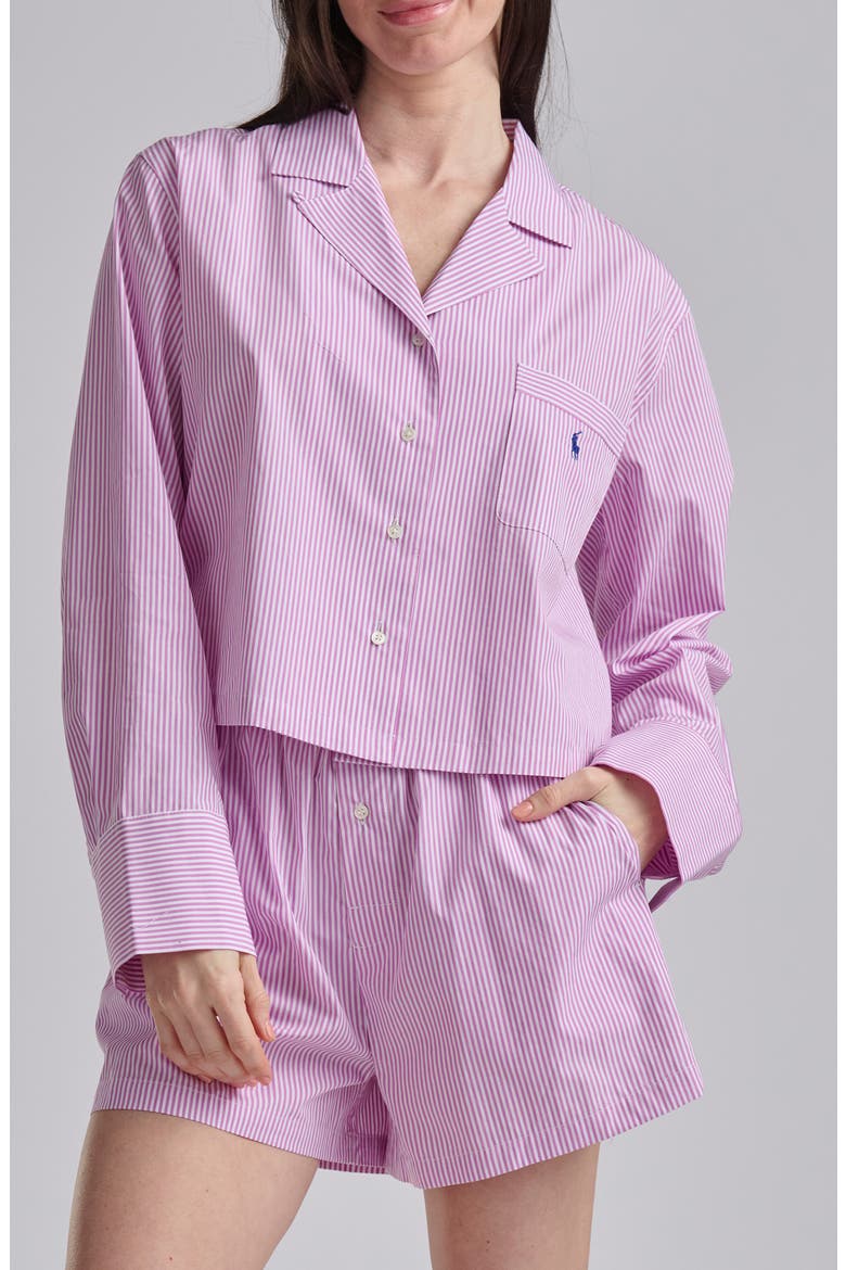 Crop Cotton Poplin Short Pajamas, Main, color, VIOLET MEADOW
