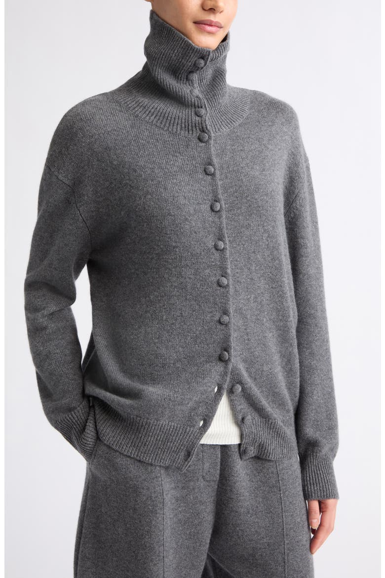 Denie Cashmere Turtleneck Cardigan, Alternate, color, GRAPHITE