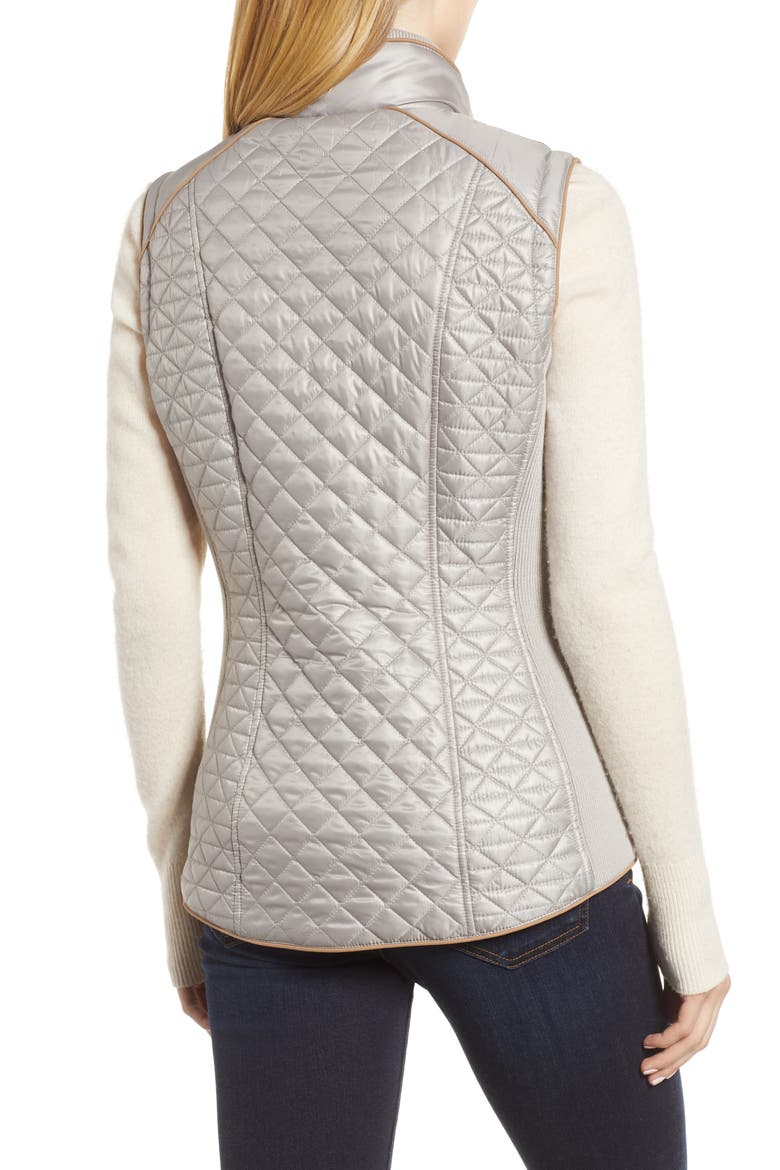Quilted & Knit Vest, Alternate, color, PLATINUM