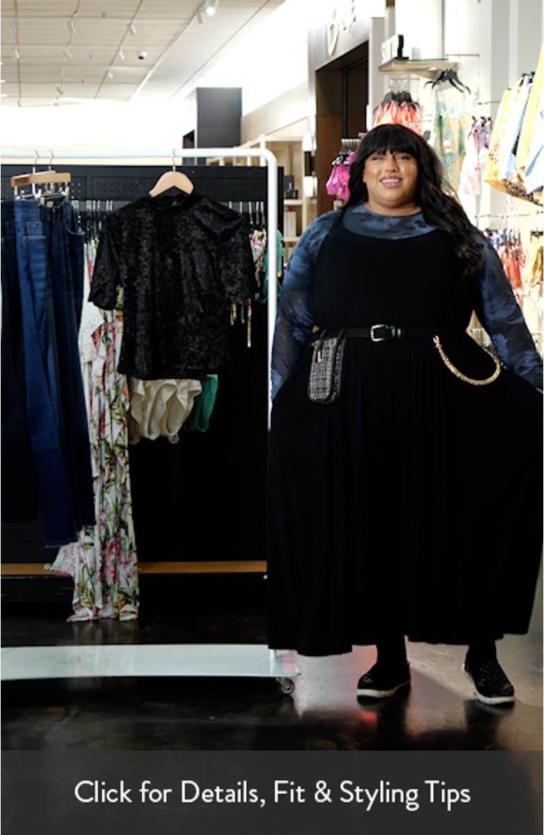 Animal Print Jacquard Chenille Mesh Mock Neck Top, sales video thumbnail